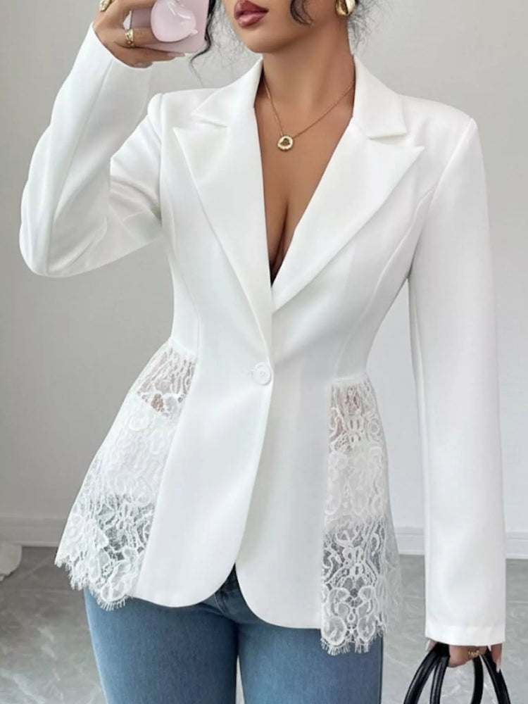 blazer un botón detalle encaje mujer vista frontal