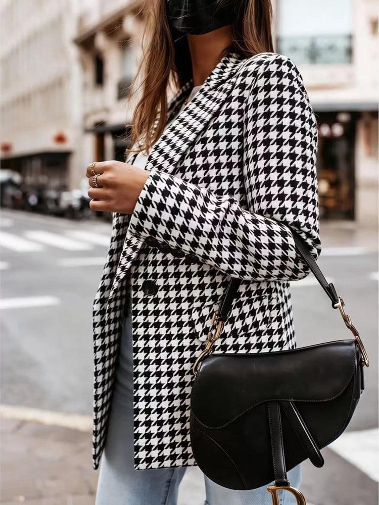 blazer doble botonadura pata de gallo mujer vista lateral