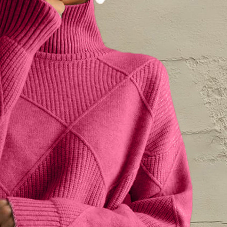 Jersey geometrico cuello alto detalle cuello - Esencia Mujer