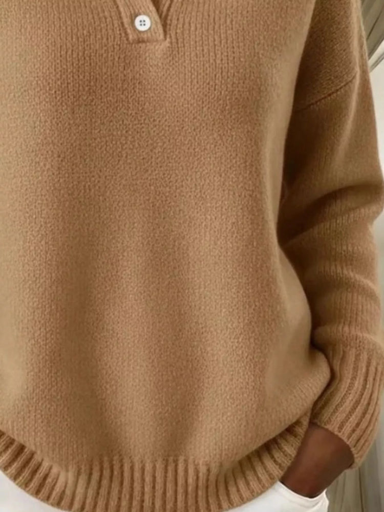 Jersey de hombros caídos con botones talla grande - Vista frontal