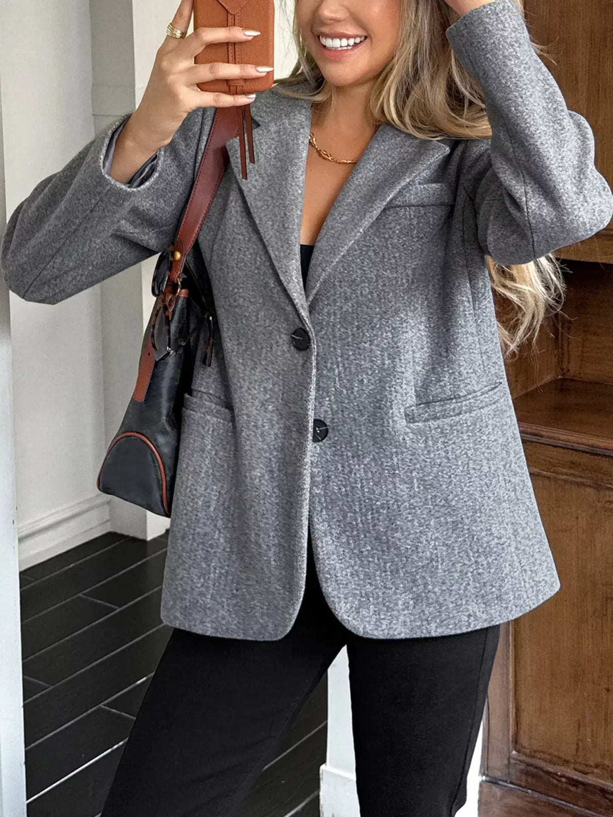 Blazer de cuello solapa con botones - Vista frontal