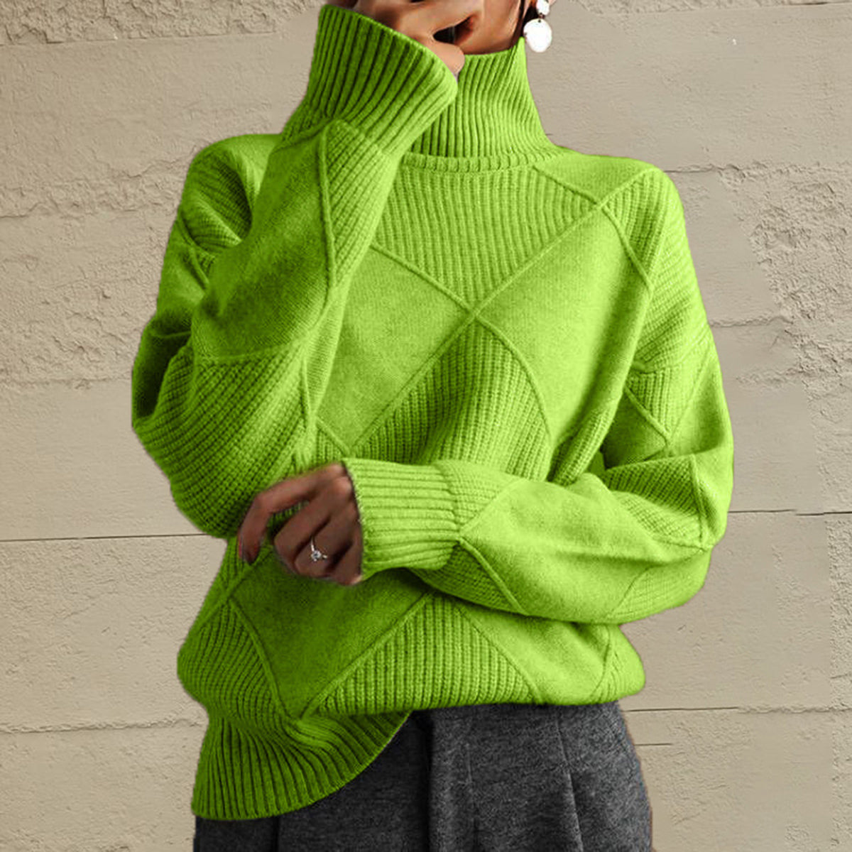 Jersey geometrico cuello alto mujer - Esencia Mujer