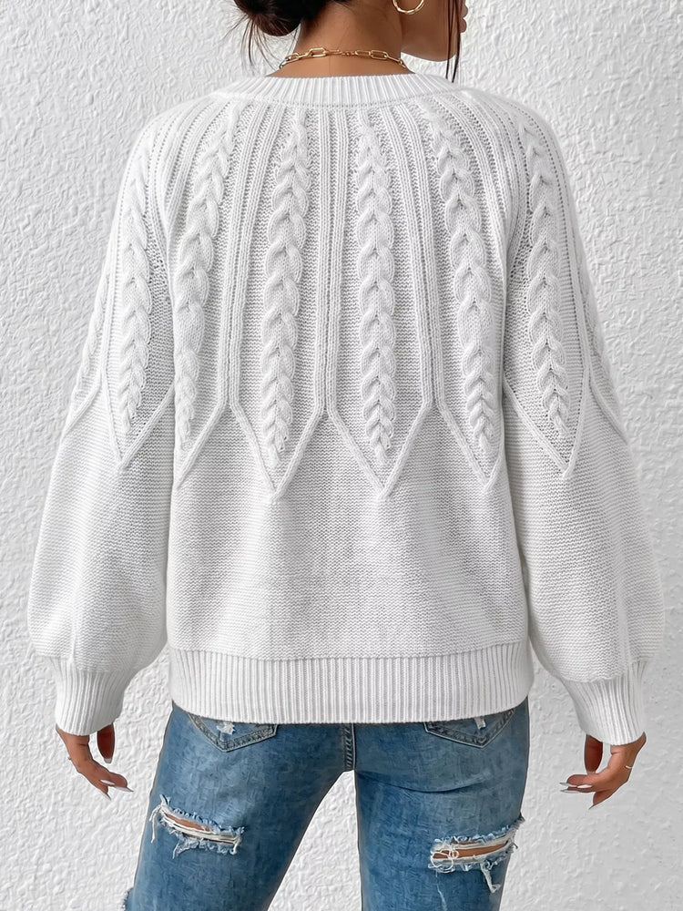 Jersey de cuello redondo con punto trenzado - Vista trasera
