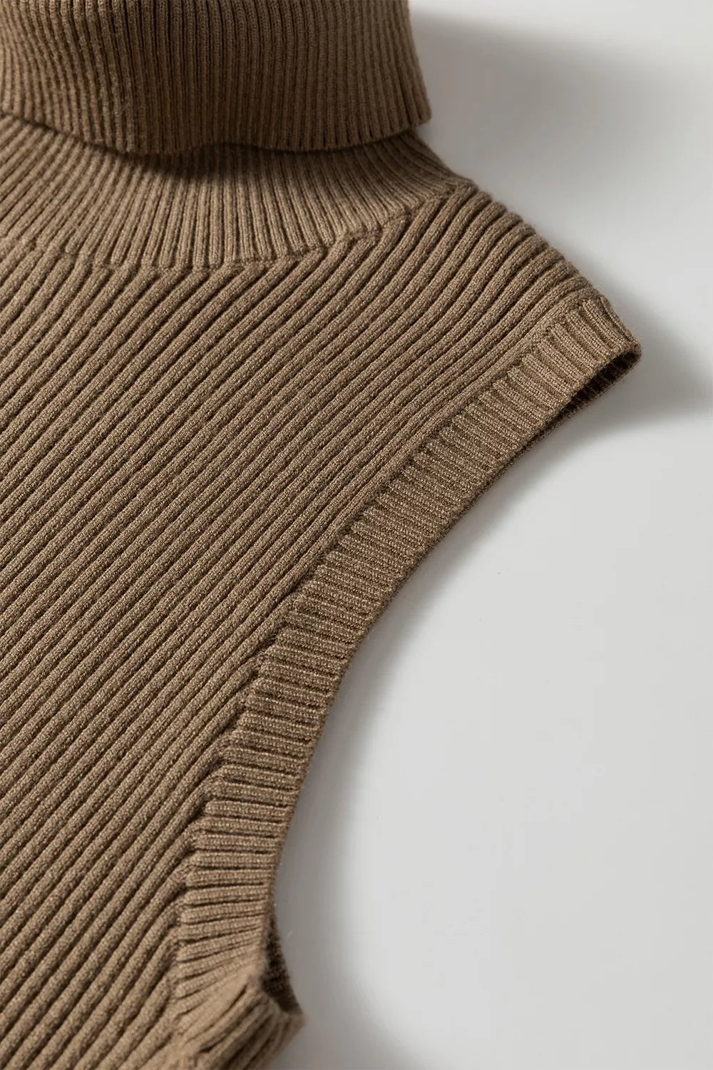 Chaleco de punto acanalado cuello alto mujer talla S M L XL - Lateral