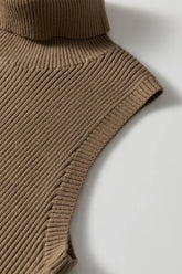 Chaleco de punto acanalado cuello alto mujer talla S M L XL - Lateral