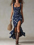 Vestido Maxi Floral con Volantes y Fruncido Talla Grande estampado floral