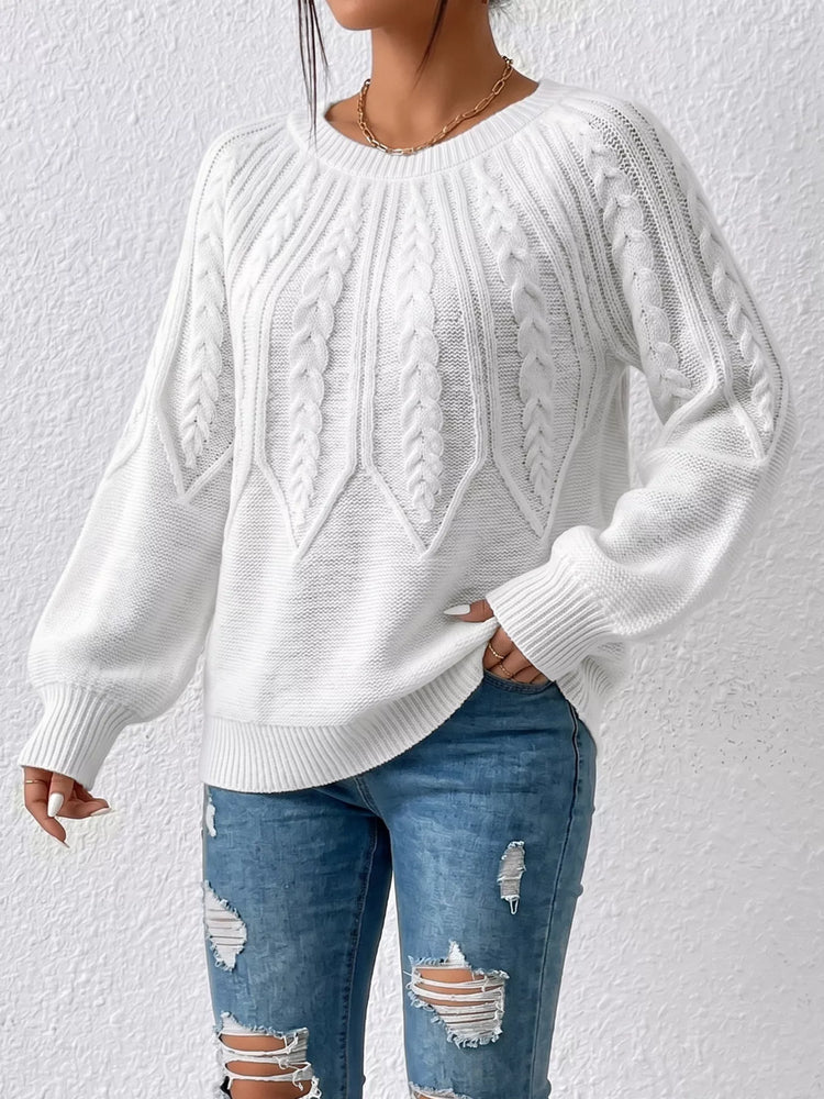 Jersey de cuello redondo con punto trenzado - Vista lateral derecha