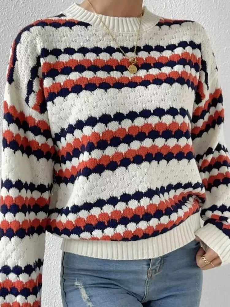 Jersey de punto estampado rayas mujer - Look completo