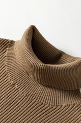 Chaleco de punto acanalado cuello alto Mocha - Combinación y outfit del día