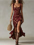 Vestido Maxi Floral con Volantes y Fruncido Talla Grande estampado floral