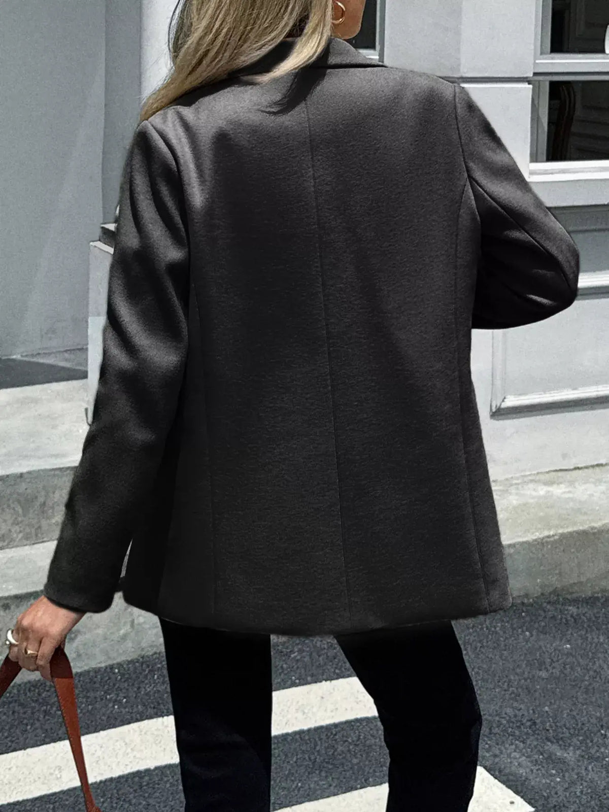 Blazer de cuello solapa con botones - Vista trasera