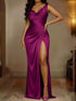 Vestido maxi halter talla grande negro - Abertura lateral
