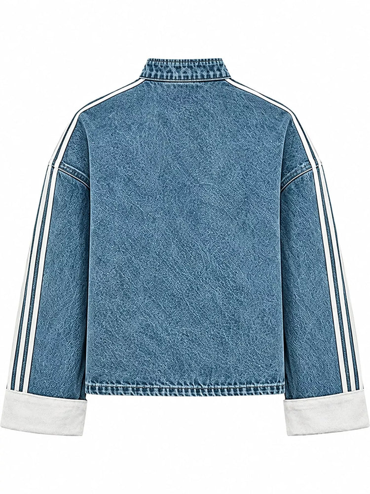 Chaqueta Vaquera Cuello Mao Botones Estilo Chino - detalle cuello mao y botones