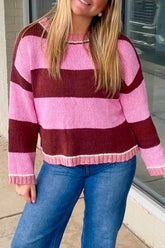 Look con jersey punto mujer manga larga rayas y vaqueros - Esencia Mujer