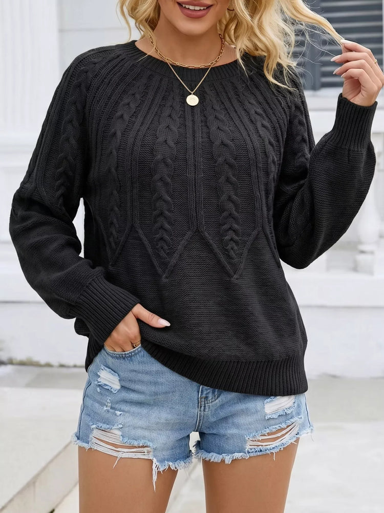 Jersey de cuello redondo con punto trenzado - Look completo