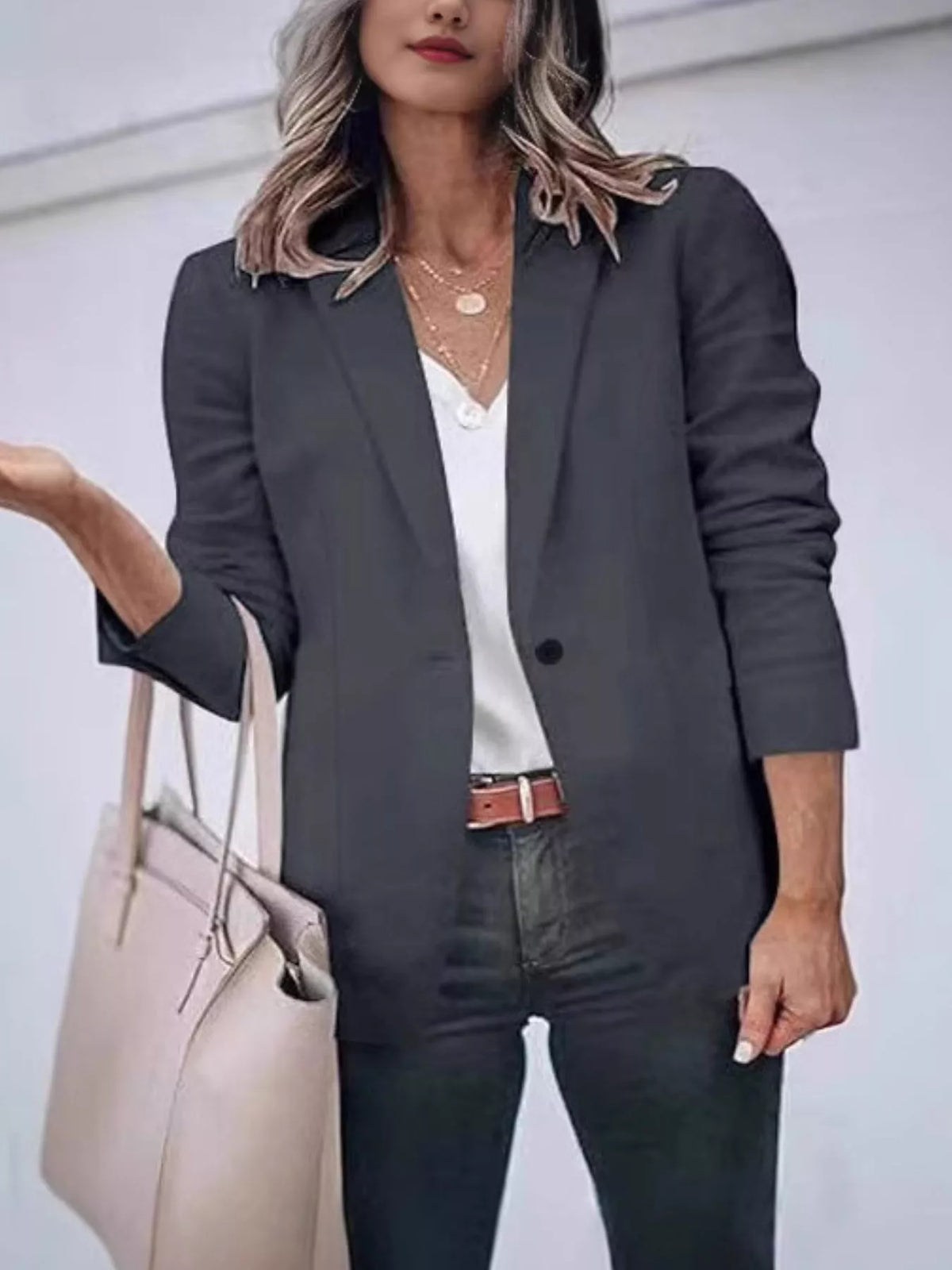 Blazer casual mujer slim fit un botón - Esencia Mujer