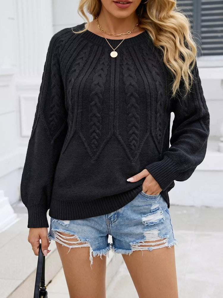 Jersey de cuello redondo con punto trenzado - Look completo