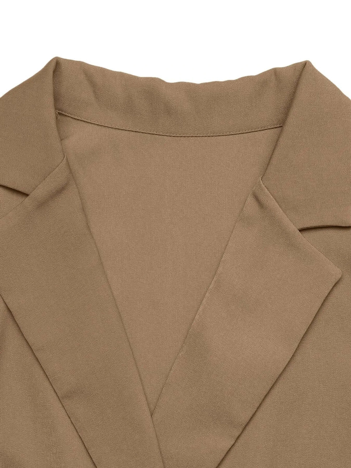 Blazer de cuello solapa con puños de leopardo manga larga - Detalle cuello solapa