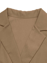 Blazer de cuello solapa con puños de leopardo manga larga - Detalle cuello solapa