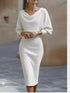 Vestido bodycon cuello halter blanco de punto con estilo básico y ligeramente elástico.