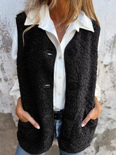 Chaleco Abrigo Sherpa con Botones Tallas Grandes - detalle botones y tejido sherpa