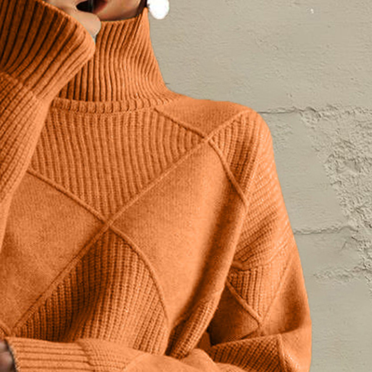 Jersey geometrico cuello alto detalle cuello - Esencia Mujer