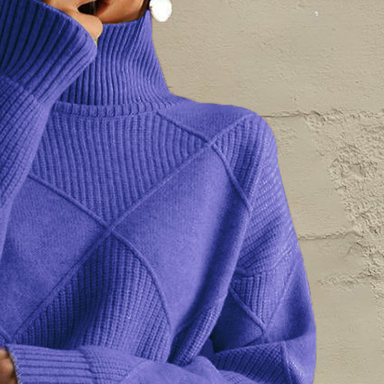 Jersey geometrico cuello alto detalle estampado - Esencia Mujer