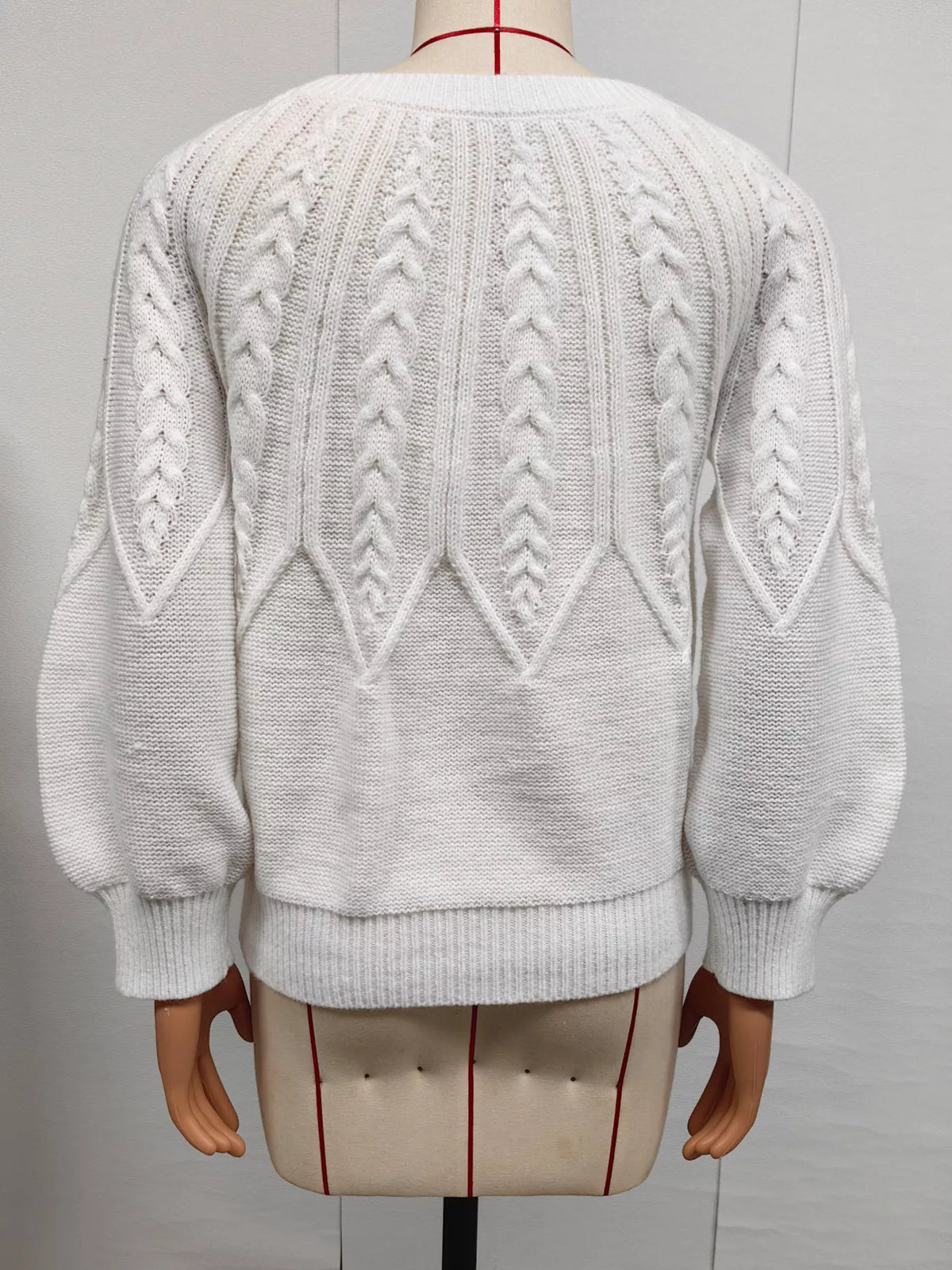 Jersey de cuello redondo con punto trenzado - Vista trasera
