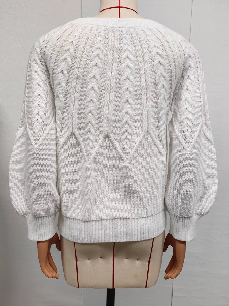Jersey de cuello redondo con punto trenzado - Vista trasera