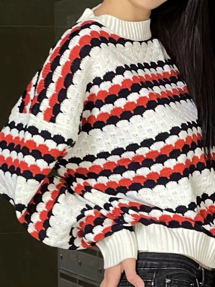 Jersey de punto cuello redondo rayas - Detalle cuello