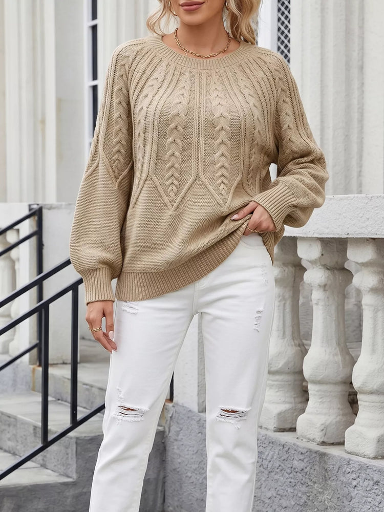 Jersey de cuello redondo con punto trenzado - Look completo