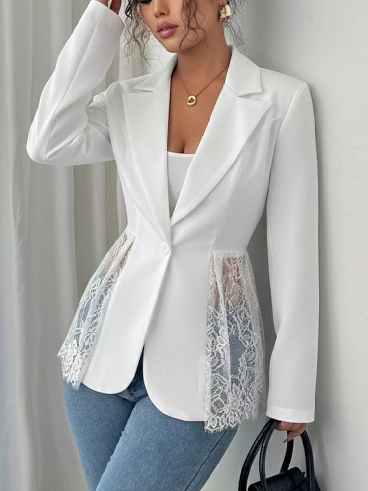blazer un botón detalle encaje mujer vista frontal