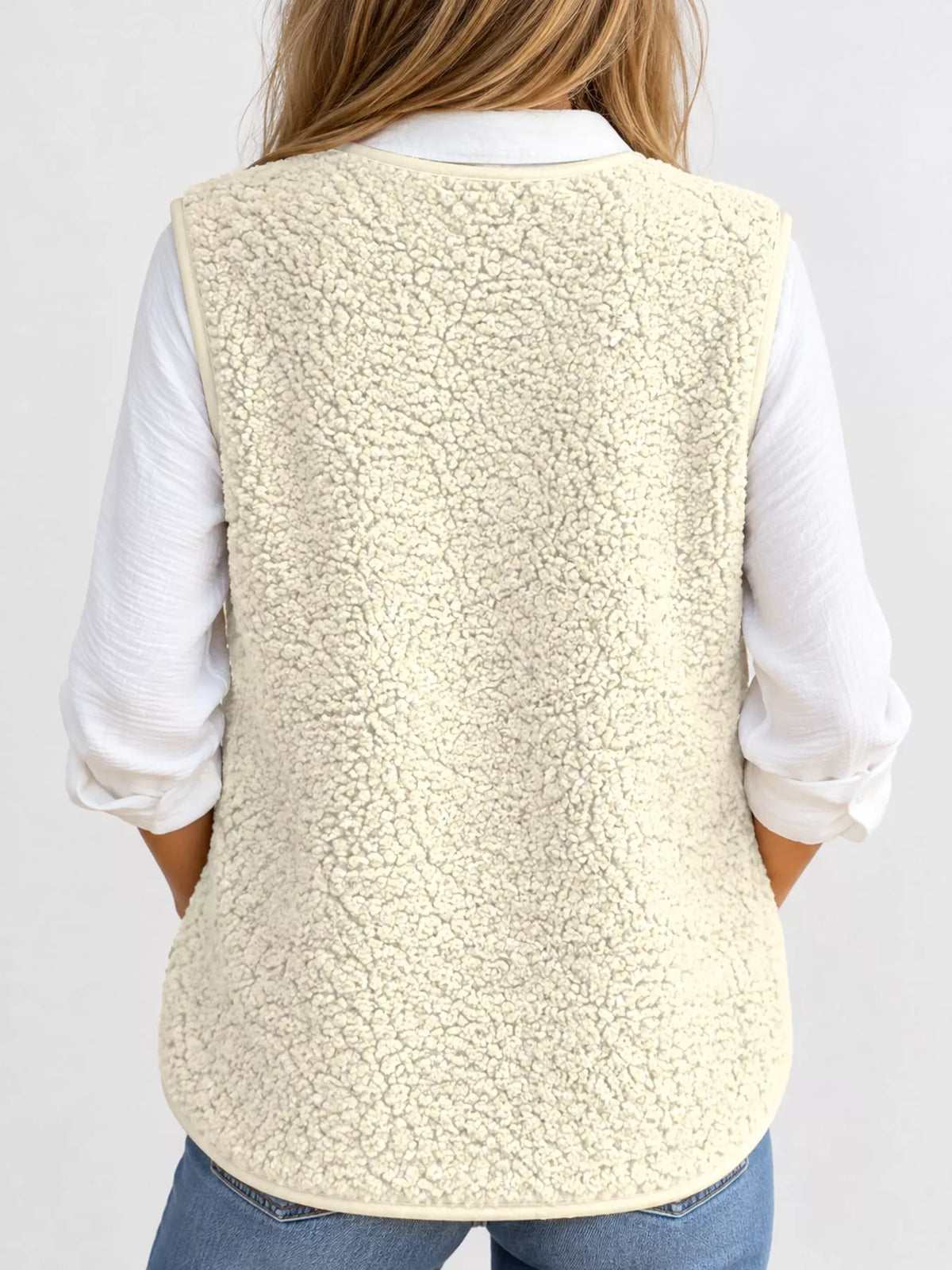 Chaleco Abrigo Sherpa con Botones Tallas Grandes - vista trasera