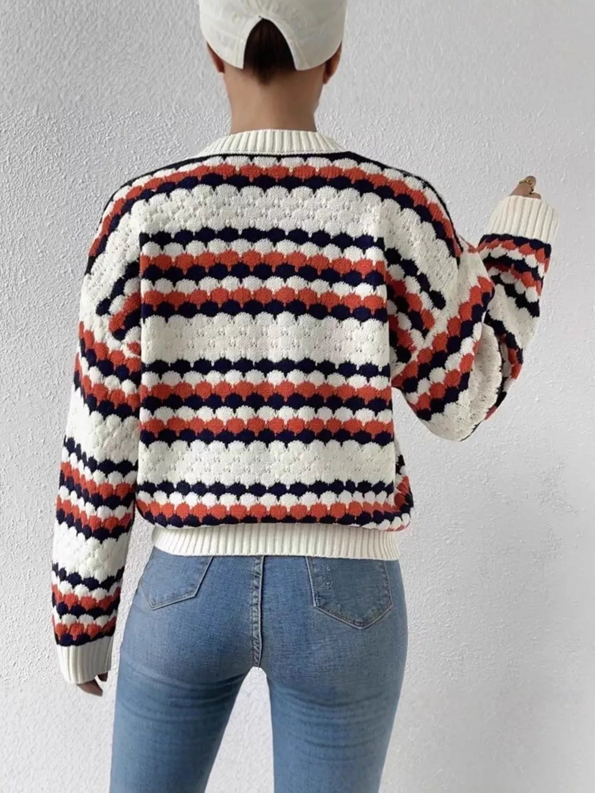 Jersey de punto cuello redondo rayas - Detalle tejido