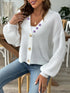 Cardigan manga larga botones mujer escote en V - Vista frontal
