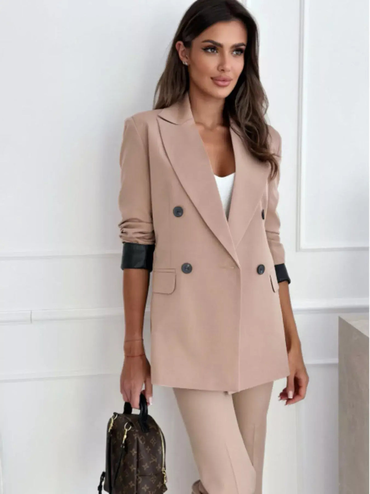 Blazer de cuello solapa manga larga - Look completo