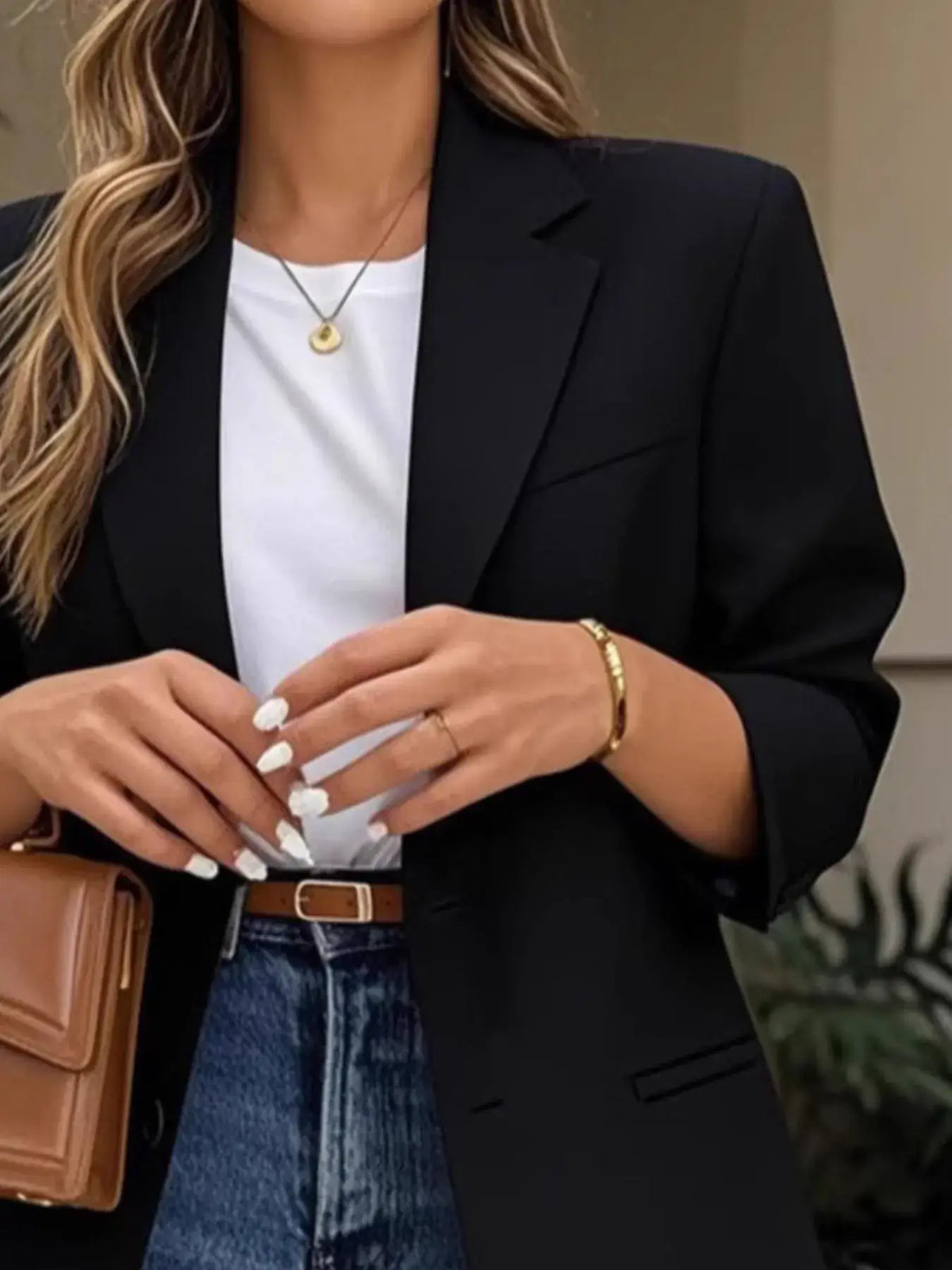 Blazer manga larga mujer negro elegante - Esencia Mujer