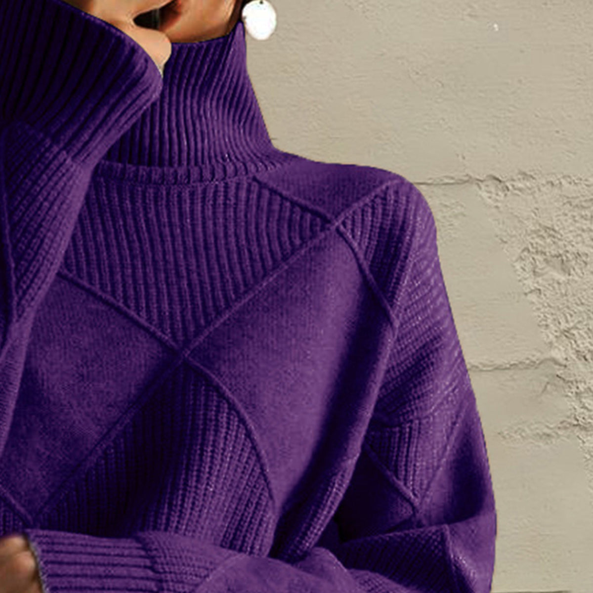 Jersey geometrico cuello alto detalle cuello - Esencia Mujer