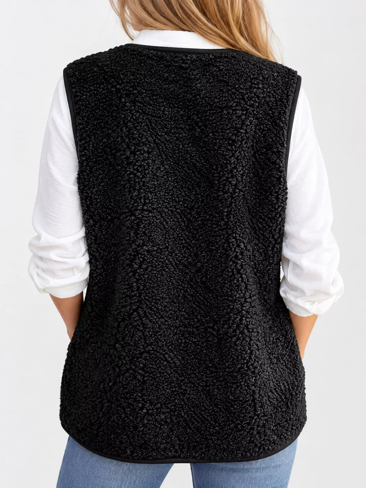 Chaleco Abrigo Sherpa con Botones Tallas Grandes - vista trasera