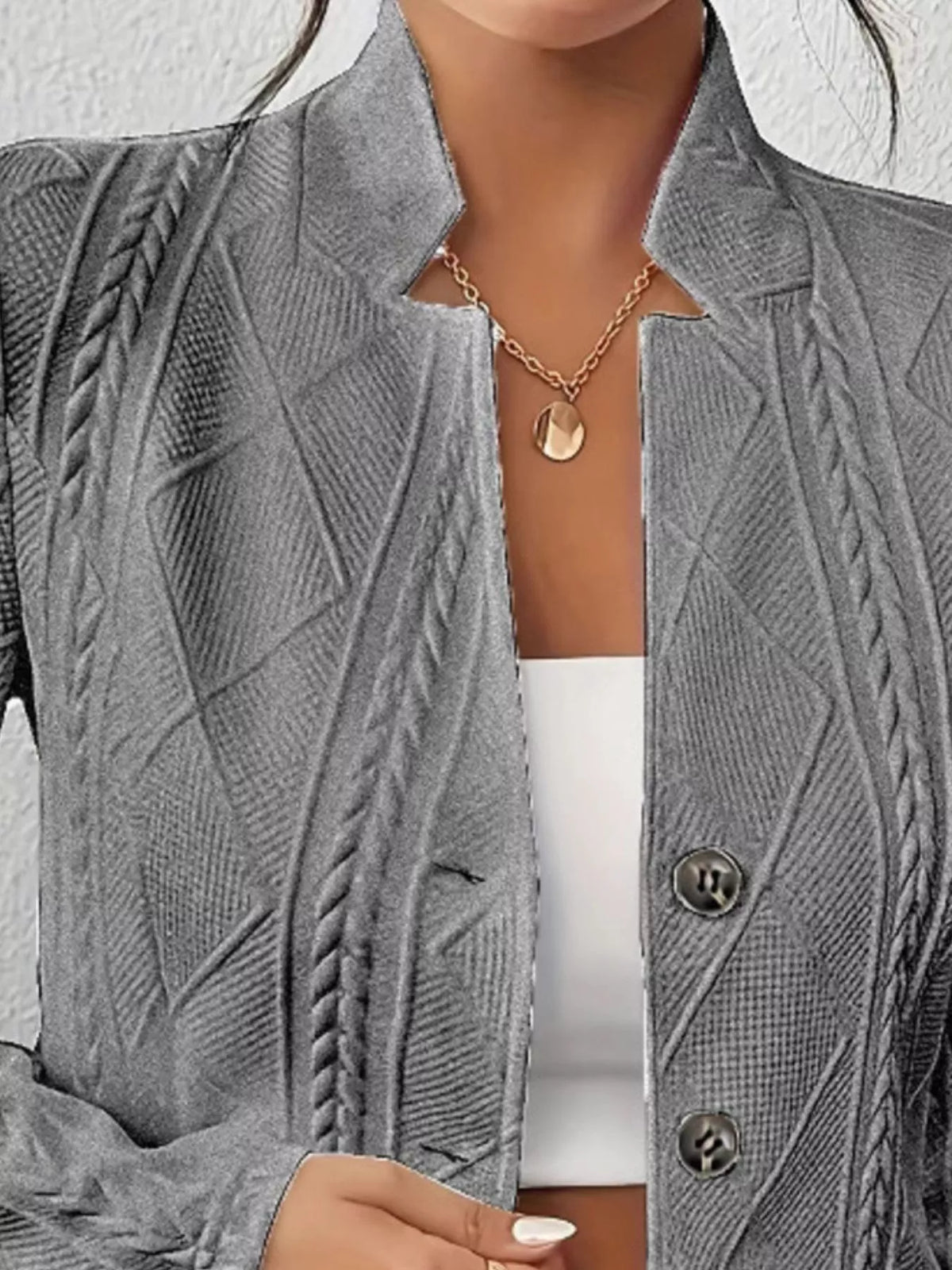 blazer de punto con botones mujer look completo