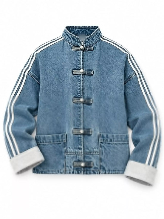 Chaqueta Vaquera Cuello Mao Botones Estilo Chino - vista frontal