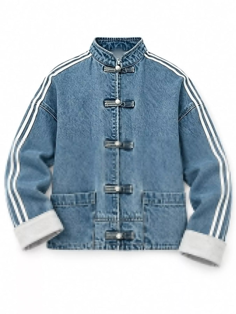 Chaqueta Vaquera Cuello Mao Botones Estilo Chino - vista frontal