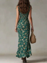 Vestido Maxi Floral con Volantes y Fruncido Talla Grande vista lateral