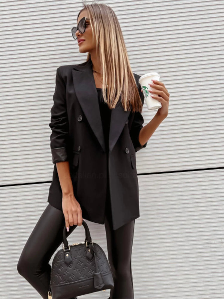 Blazer de cuello solapa manga larga - Look completo